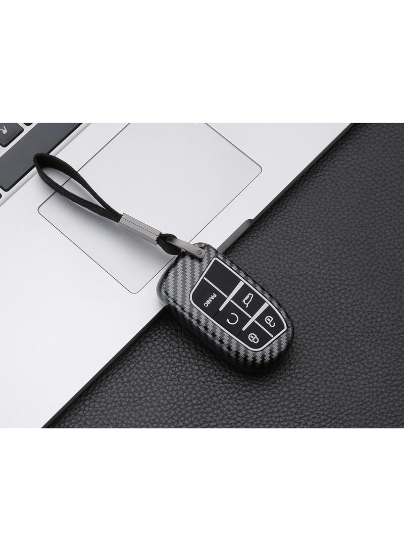 Key Fob Cover Case for Jeep Grand Cherokee Renegade Chrysler 200 300 Dodge RAM Durango Charger Challenger Journey Dart Fiat 5 Buttons Keyless Entry Remote Case Holder ABS Carbon Fiber Pattern (Black) - Image 4